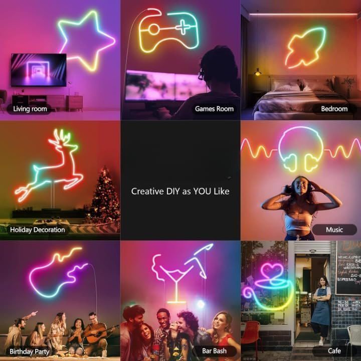 Neon Rope Lights, RGB LED Strip Lights App Control Smart Neon Strip Lights Music Sync RGB Lights