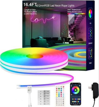 Neon Rope Lights, RGB LED Strip Lights App Control Smart Neon Strip Lights Music Sync RGB Lights