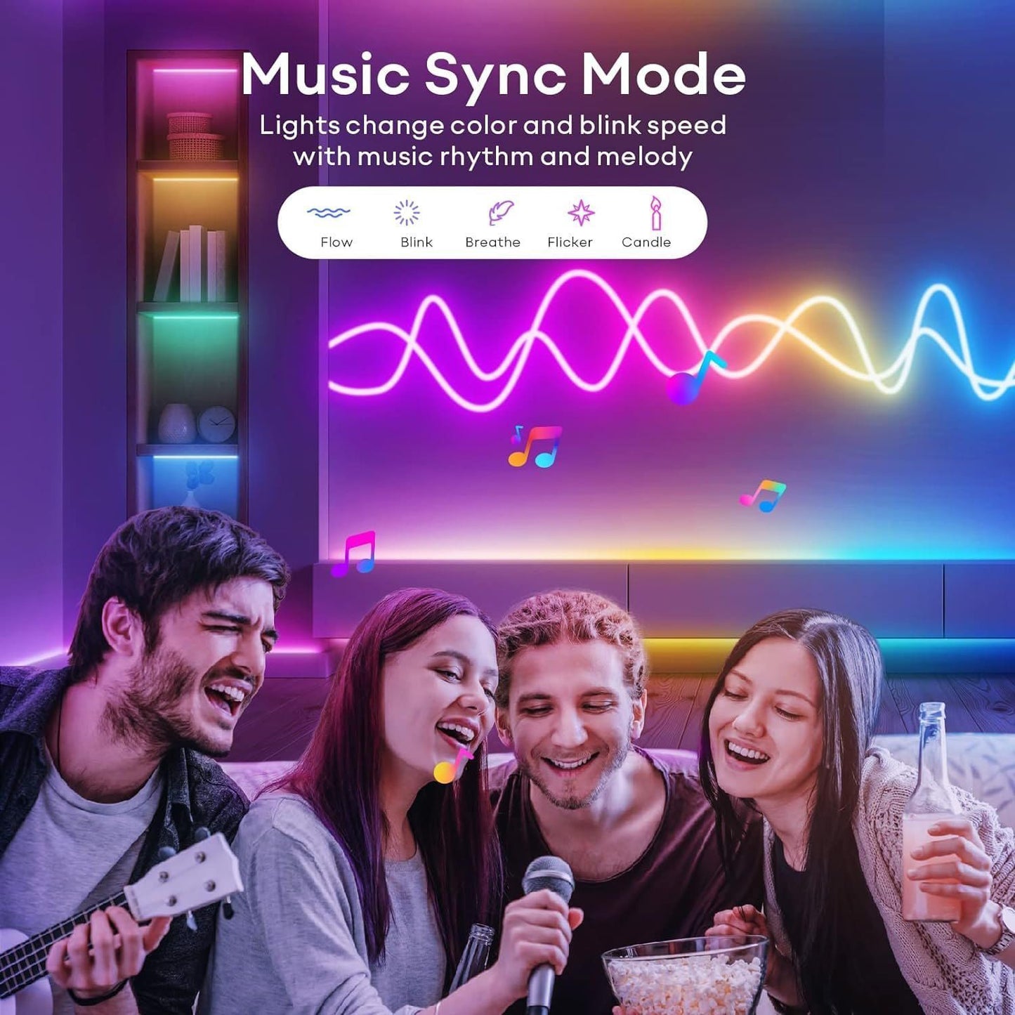 Neon Rope Lights, RGB LED Strip Lights App Control Smart Neon Strip Lights Music Sync RGB Lights