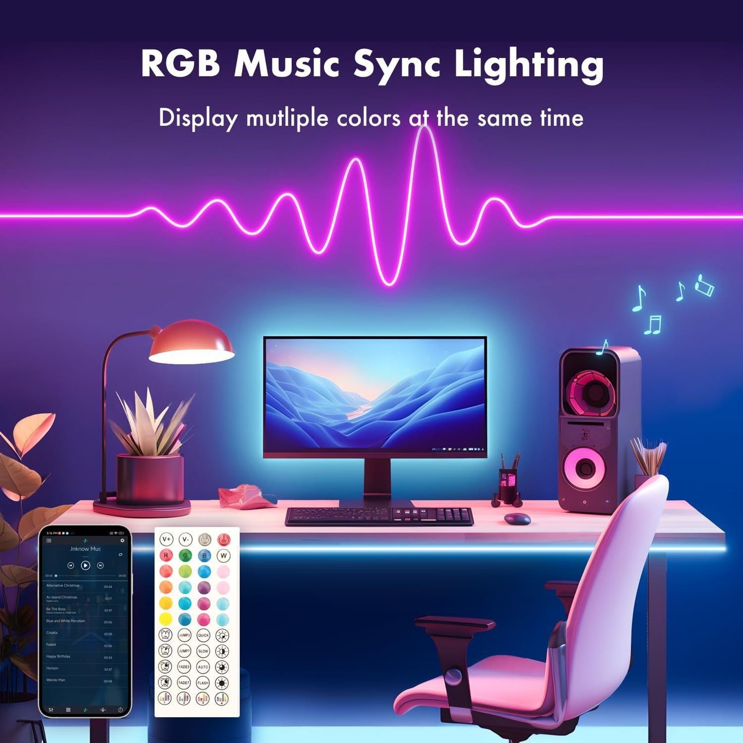Neon Rope Lights, RGB LED Strip Lights App Control Smart Neon Strip Lights Music Sync RGB Lights