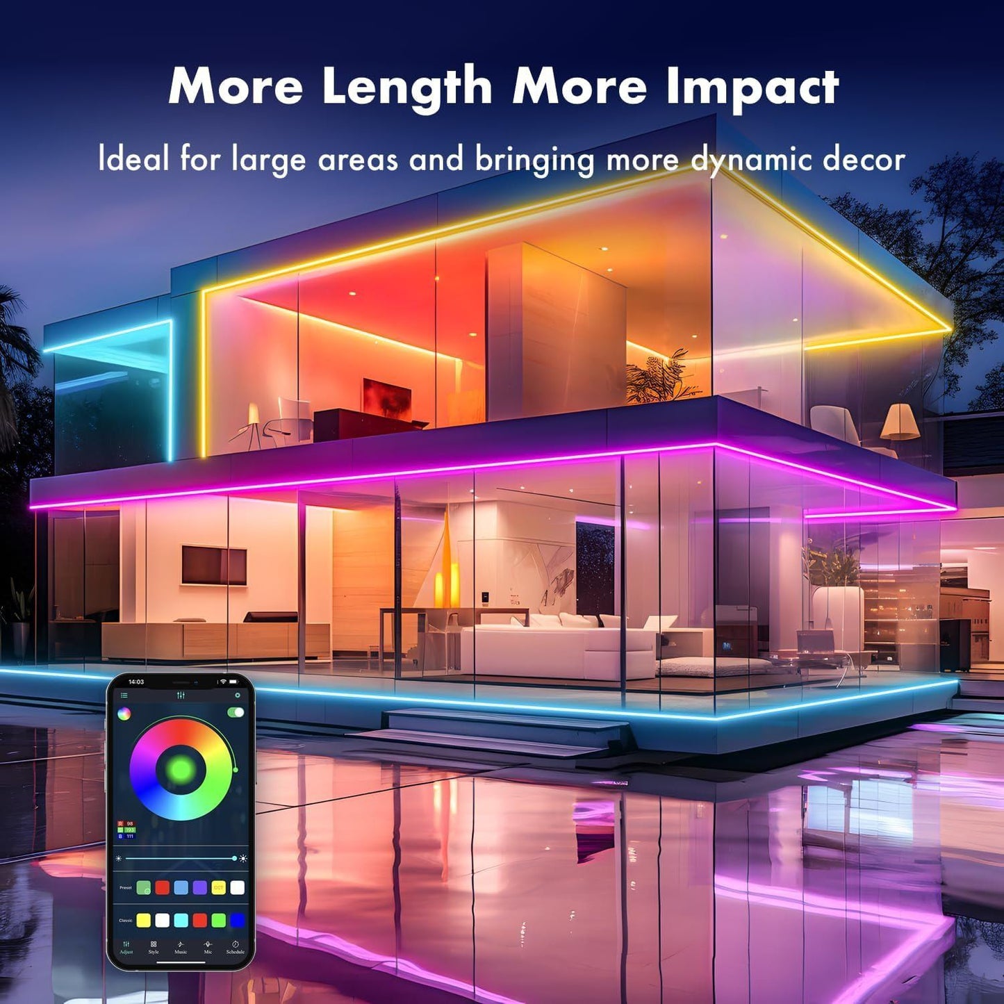 Neon Rope Lights, RGB LED Strip Lights App Control Smart Neon Strip Lights Music Sync RGB Lights